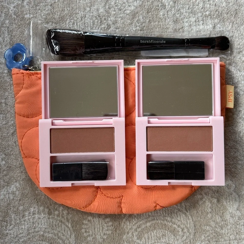Brand New Estee Lauder Set of 2 Bronzers bareMinerals Cheek & Eye Brush & Bag